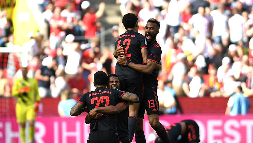 Hatten am Ende Grund zum Feiern: Die Bayern-Stars um Jamal Musiala.