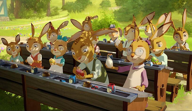 In der Häschenschule lernen die jungen Hasen alles, was ein Osterhase wissen muss. Eier anmalen zum Beispiel.