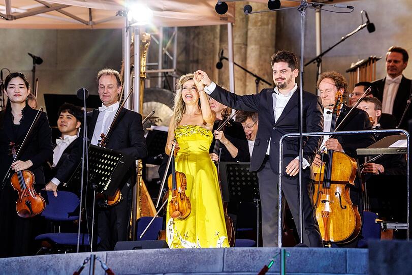 Lahav Shani und Anne-Sophie Mutter im Juli 2024 bei „Klassik am Odeonsplatz“.