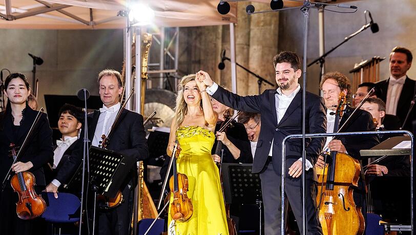 Lahav Shani und Anne-Sophie Mutter im Juli 2024 bei „Klassik am Odeonsplatz“.