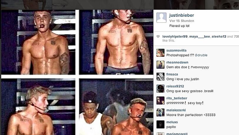 Justin Bieber zeigt seinen durchtrainierten Körper Justin Bieber zeigt seinen durchtrainierten Körper