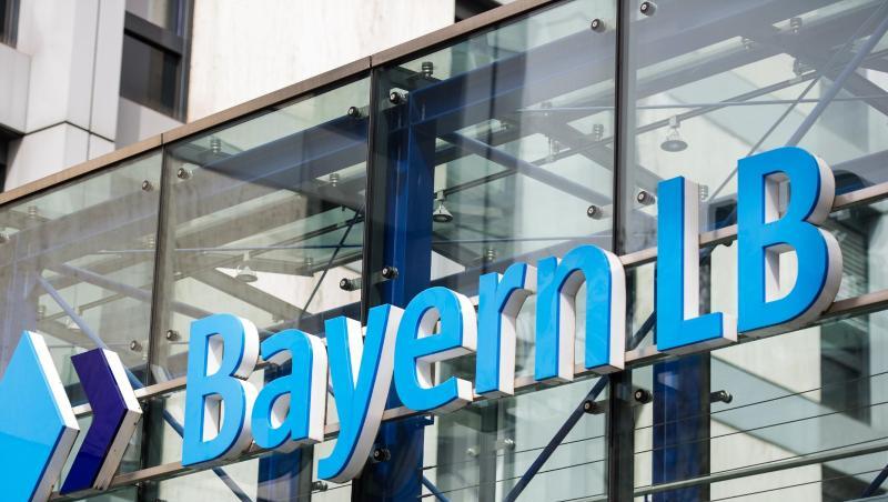 Das Logo der bayerischen Landesbank in München.