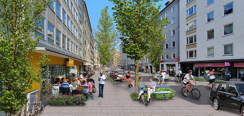 Die Visualisierung zeigt, wie die Augustenstraße einmal aussehen könnte.
