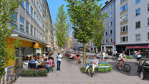 Die Visualisierung zeigt, wie die Augustenstraße einmal aussehen könnte.