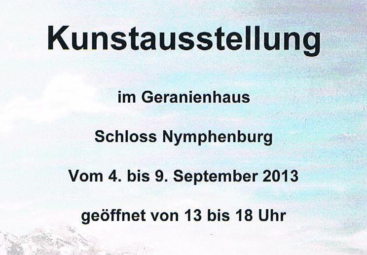 Anfang September ist Kunstausstellung im Geranienhaus des Schloss Nymphenburg.