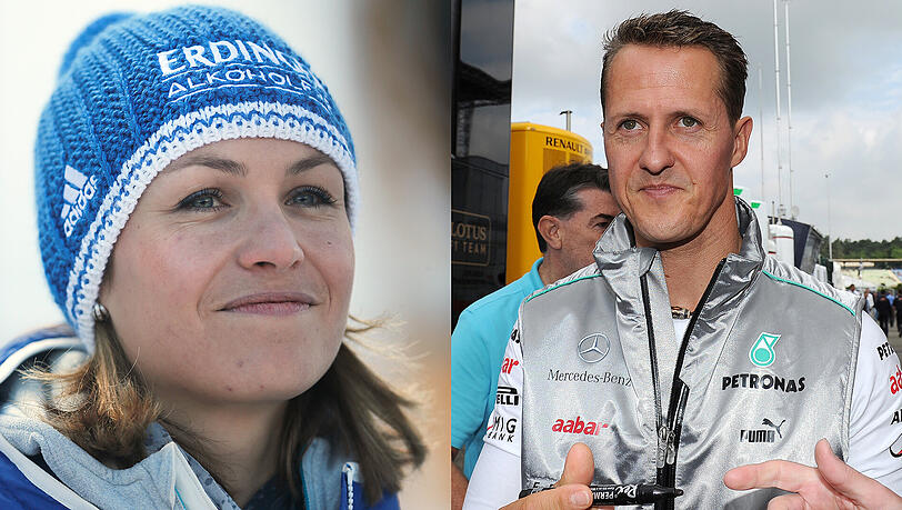 Helden des deutschen Sports: Magdalena Neuner und Michael Schumacher. Helden des deutschen Sports: Magdalena Neuner und Michael Schumacher.
