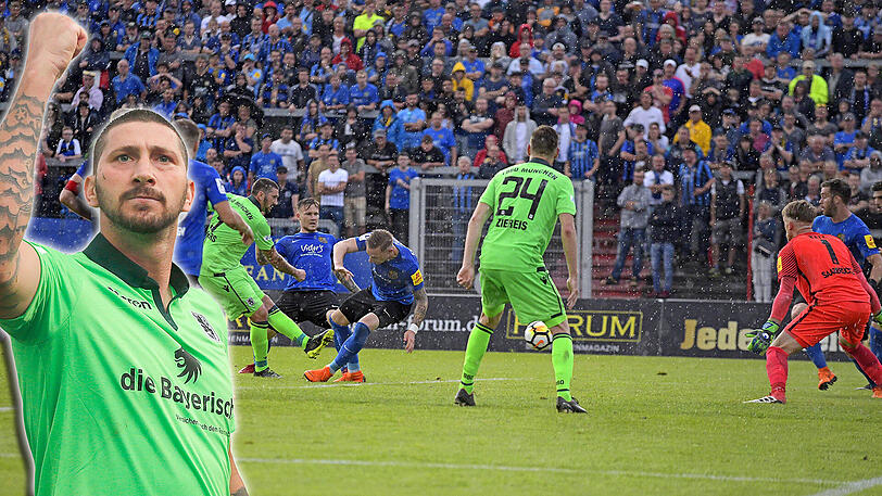 Das Siegtor: Mölders trifft im Hinspiel gegen Saarbrücken zum 3:2 für die Löwen &ndash; und jubelt.