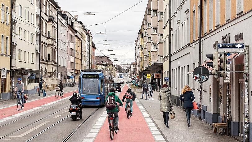 ...und so hätten es Grüne und SPD gern: 120 Parkplätze weg und freie (rote) Bahn für Radler. ...und so hätten es Grüne und SPD gern: 120 Parkplätze weg und freie (rote) Bahn für Radler.