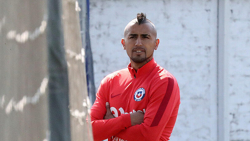 Bayern-Star Arturo Vidal beim Training mit der chilenischen Nationalmannschaft. Bayern-Star Arturo Vidal beim Training mit der chilenischen Nationalmannschaft.