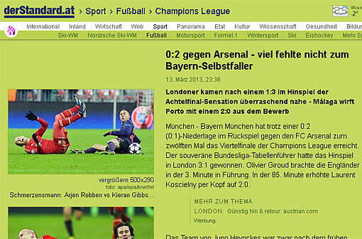 "Viele fehlte nicht zum Bayern-Selbstfaller", schreibt der österreichische Standard.