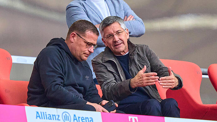 Die FC-Bayern-Bosse Max Eberl (li.) und Herbert Hainer.