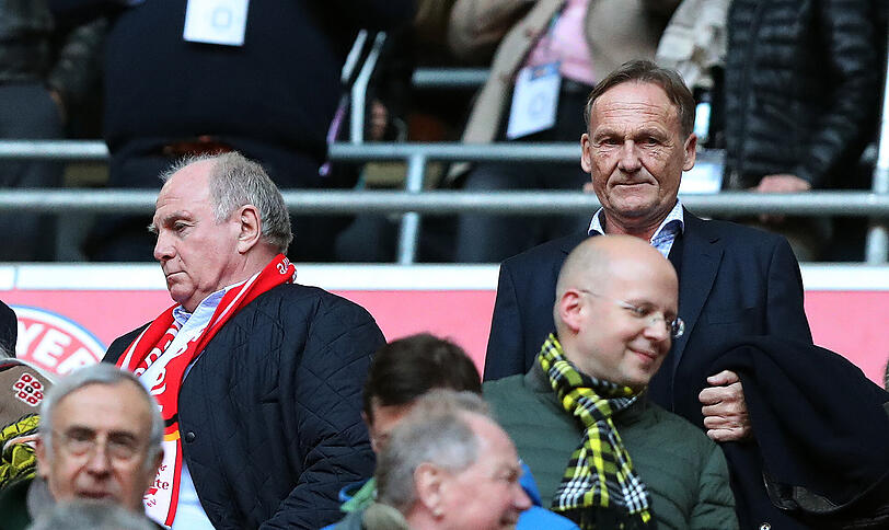 Hans-Joachim Watzke (rechts) ist von Uli Hoeneß (links) enttäuscht. (Symbolbild)