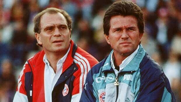 Jupp Heynckes (r.) saß schon von 1987 bis 1991 beim FC Bayern an der Seitenlinie, später nochmal 2009 und jetzt seit 2011. Jupp Heynckes (r.) saß schon von 1987 bis 1991 beim FC Bayern an der Seitenlinie, später nochmal 2009 und jetzt seit 2011.