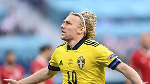 Schwedens Emil Forsberg bejubelt sein Tor.
