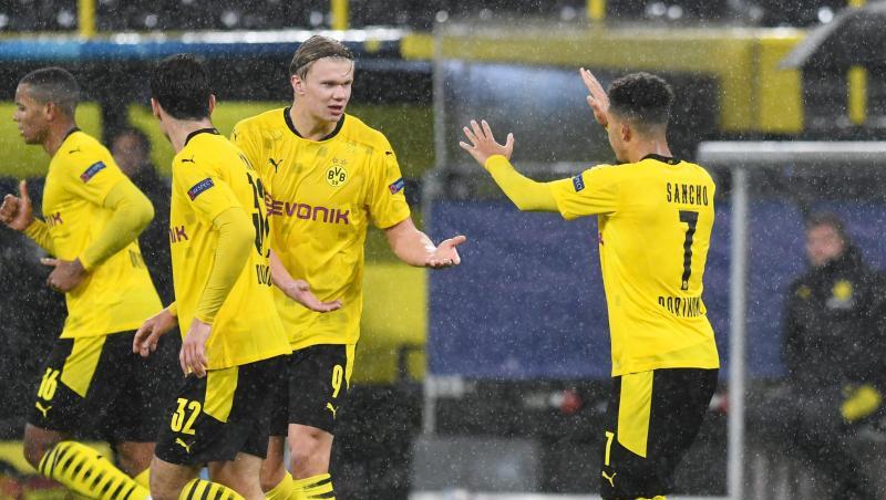 Jadon Sancho (r) und Erling Haland sorgten für den Dortmunder Sieg gegen St. Petersburg.