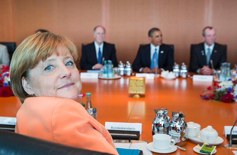 Barack Obama trifft in Berlin auf Bundeskanzlerin Angela Merkel (CDU).