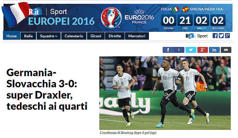 repubblica.it (Italien): "Super Draxler, die Deutschen im Viertelfinale"