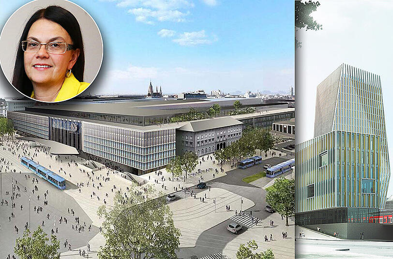 Kleiner, historischer &ndash; und vor allem ohne Turm (rechtes Bild): So stellt sich das Denkmalnetz den neuen Hauptbahnhof vor.