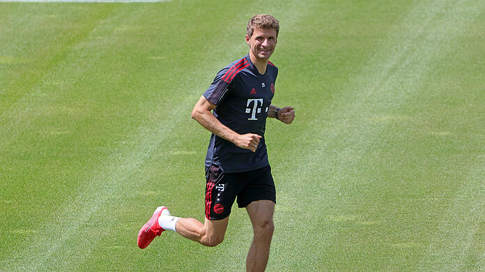 Gut gelaunt im Training: Thomas Müller.
