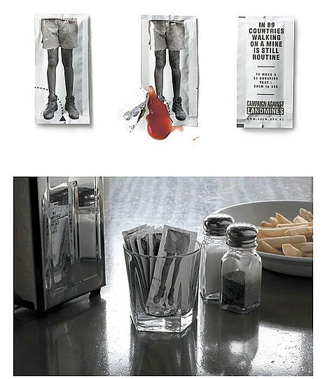 Guerilla Marketing ist eine wirksame Art der Werbung, hier für eine Kampagne gegen Landminen.