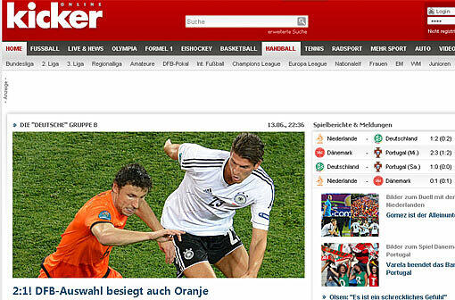 "kicker.de" freut sich, dass die deutsche Elf "auch Oranje" besiegt.