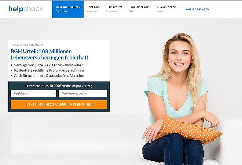 Das Portal Helpcheck hilft etwa Kunden von
Lebensversicherungen.