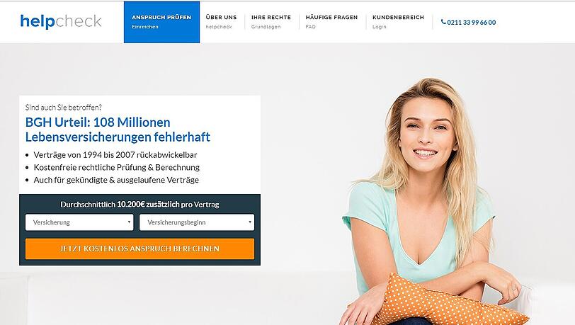 Das Portal Helpcheck hilft etwa Kunden von
Lebensversicherungen. Das Portal Helpcheck hilft etwa Kunden von
Lebensversicherungen.