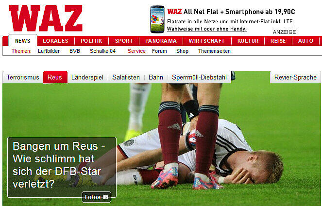 "Bangen um Reus - wie schlimm hat sich der DFB-Star verletzt?", derwesten.de