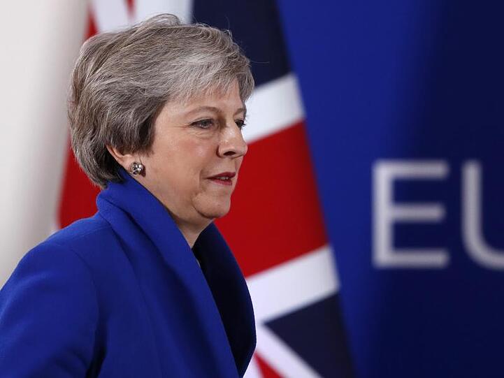 Theresa May am Sonntag vor der Pressekonferenz zum Abschluss des EU-Gipfels.