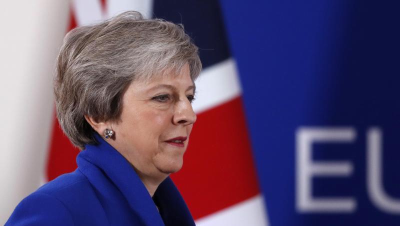 Theresa May am Sonntag vor der Pressekonferenz zum Abschluss des EU-Gipfels. Theresa May am Sonntag vor der Pressekonferenz zum Abschluss des EU-Gipfels.