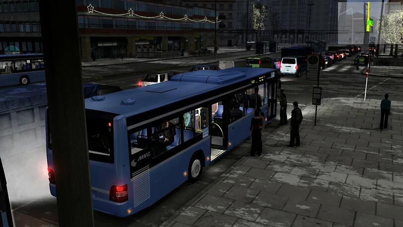 So sieht eine virtuelle Fahrt durch München in der Bussimulation aus.