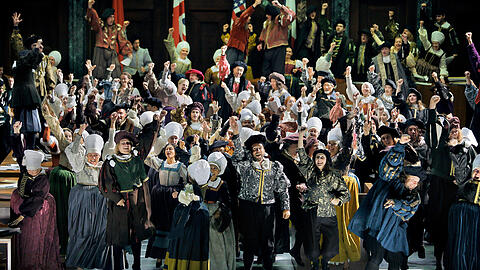 Der Chor der Bayreuther Festspiele 2018 in den "Meistersingern".