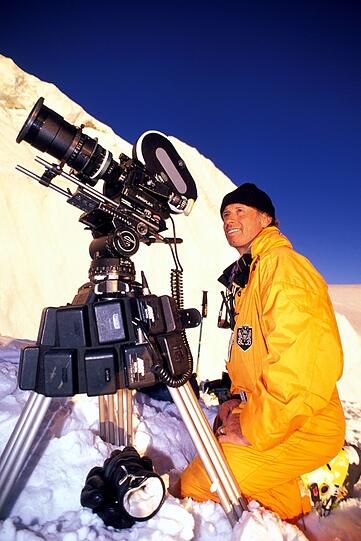Dreharbeiten im Schnee: Bogner 2002.