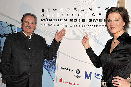 Kämpfen für weißblaue Winterspiele: OB Christian Ude und Skirennfahrerin Maria Riesch
