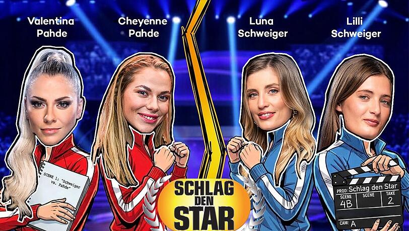 Die Zwillingsschwestern Valentina (links) und Cheyenne (zweite von links) Pahde treten bei "Schlag den Star" gegen die Schwestern Luna (zweite von rechts) und Lilli Schweiger an. Die Zwillingsschwestern Valentina (links) und Cheyenne (zweite von links) Pahde treten bei "Schlag den Star" gegen die Schwestern Luna (zweite von rechts) und Lilli Schweiger an.