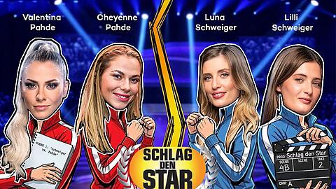Die Zwillingsschwestern Valentina (links) und Cheyenne (zweite von links) Pahde treten bei "Schlag den Star" gegen die Schwestern Luna (zweite von rechts) und Lilli Schweiger an.