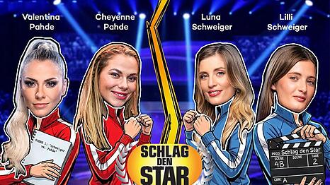 Die Zwillingsschwestern Valentina (links) und Cheyenne (zweite von links) Pahde treten bei "Schlag den Star" gegen die Schwestern Luna (zweite von rechts) und Lilli Schweiger an.