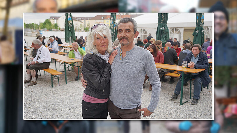 Rentnerin Carmen (72) und Maler Domenico (52).
Carmen: "In meinem Leben geht es immer wieder rauf und runter - es ist auf alle Fälle ganz 
bestimmt nicht langweilig. Ich hatte zwei Lebenspartner und war einmal verheiratet. 
Außerdem hatte ich einige Lokale. Mittlerweile 
bin ich seit zwei Jahren mit Domenico zusammen. Bei uns beiden ist eine Anziehungskraft ohne Ende. Wir haben uns  im Hopfengarten in der Siegenburger Straße beim Tanzen kennengelernt. Sonntags sind dort 
von 16 Uhr bis 21 Uhr oft tolle Bands - und wir tanzen dann zu bayerischer oder italienischer Musik bis hin zu  Rock`n Roll."
Domenico: "Ich mag es,  mich mit  
Musik völlig zu verausgaben - und abzurocken.    
Ich liebe es, mit Carmen zu tanzen - sie bewegt sich wunderbar."