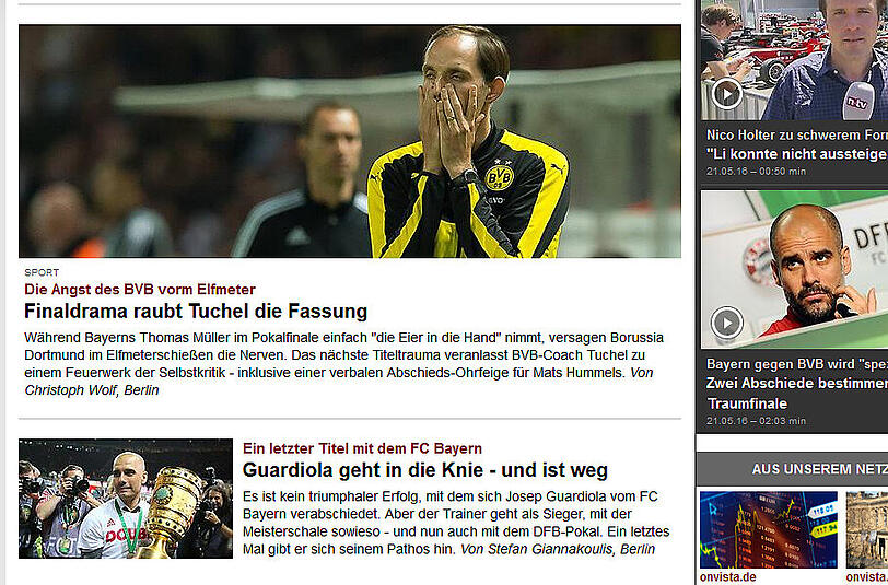 Bei n-tv stehen am Sonntag die beiden Trainer des FC Bayern und BVB im Fokus.