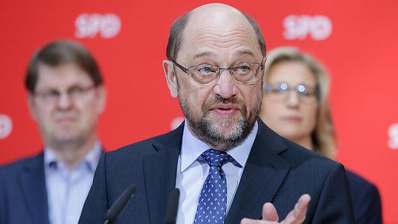 Nach der Landtagswahl im Saarland spricht SPD-Kanzlerkandidat Martin Schulz im Willy-Brandt-Haus in Berlin.