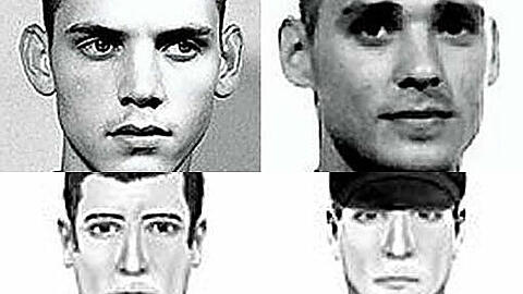 Die Rechtsterroristen Uwe Böhnhardt und Uwe Mundlos. Darunter das Phantombild nach dem Mord in Nürnberg