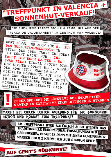 Der letzte Schrei? Die Sonnenhut-Aktion der Bayern-Fans in Valencia kommt einem karitativem Zweck zugute.