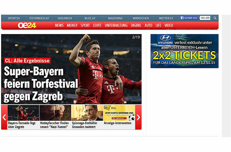 Auch in Österreich hat Lewandowskis Vorstellung beeindruckt.