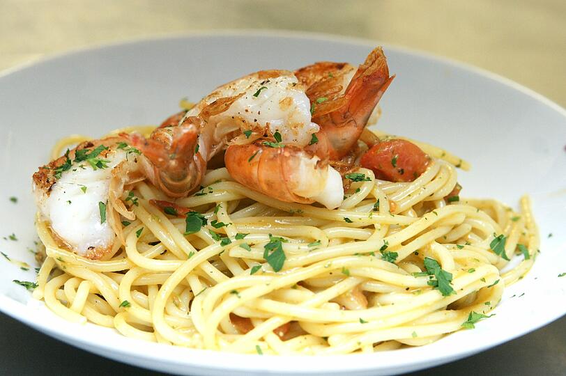 Und so schaut die fertige Pasta aus: Gäste sind im Caffe Vino auf eine schnelle Nudel ebenso willkommen wie zum Vier-Gänge-Dinner.