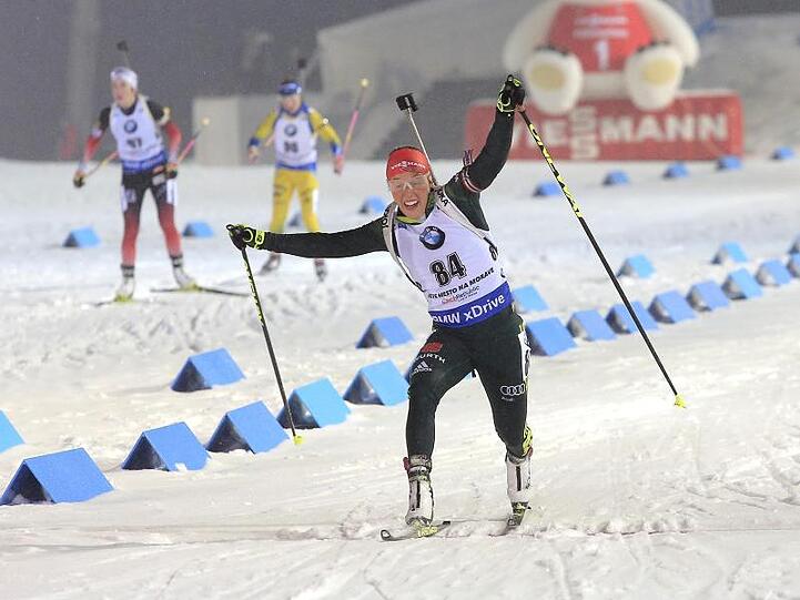 Nach dem Sieg im Sprint geht es für Laura Dahlmeier im Verfolgungsrennen um den 20. Weltcupsieg ihrer Karriere.
