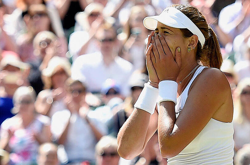 Geschafft, aber noch nicht realisiert: Garbine Muguruza nach ihrem Sieg im Wimbleon-Halbfinale gegen die Polin Agnieszka Radwanska.