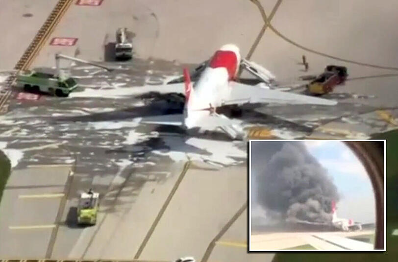 In Fort Lauderdale ist ein Flugzeug auf dem Rollfeld in Brand geraten.