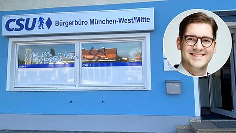 Unbekannte Täter haben die Büroscheiben des Münchner Bundestagsabgeordneten Stephan Pilsinger (CSU) beschmiert.