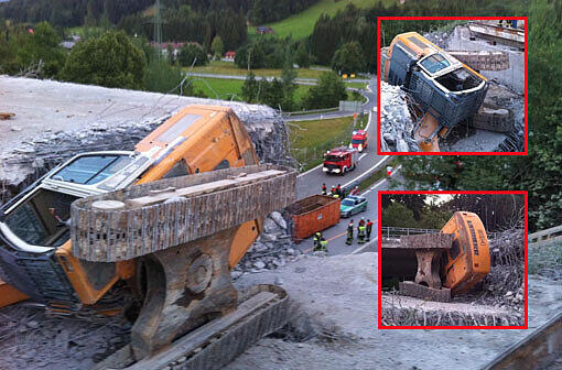 Ein dramatischer Unfall hat sich am Montagabend auf einer Baustelle an der A95 bei Großweil abgespielt - zwei Bagger stürzten von einer Brücke, ein Mann wurde bei dem Unfall schwer verletzt. Sehen Sie hier die Bilder.