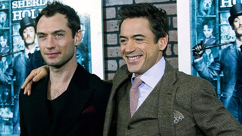 Jude Law (li.) und Robert Downey Jr. bei der "Sherlock Holmes"-Premiere im Jahr 2009
